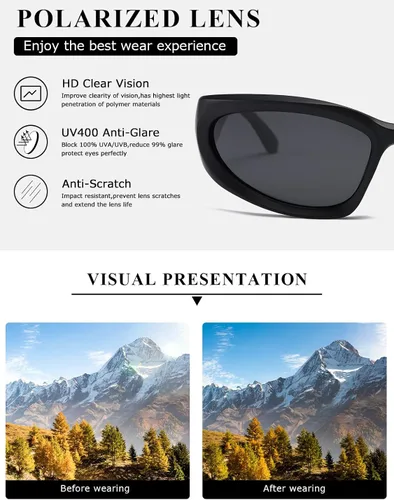 Vista 6 de kimorn Y2K K1273 - Lentes de sol polarizados envolventes para mujeres y hombres Swift Oval Fashion Sport Shades