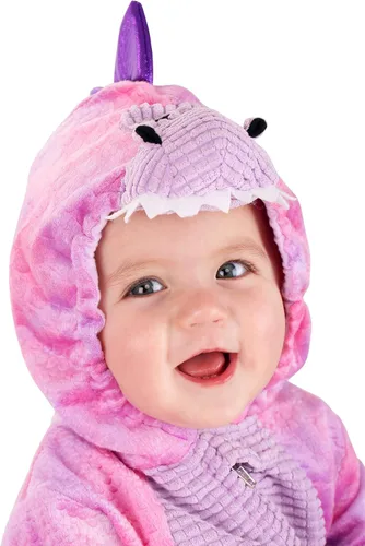 Vista 3 de Disfraz de dinosaurio rosa soñoliento infantil Rosado talla única