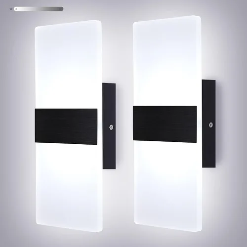 Vista 10 de Lightess Aplique de pared moderno regulable. Lámpara de pared de 12 W en negro, lámpara de pared interior de acrílico para dormitorio, sala