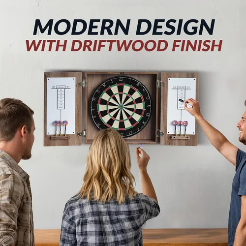 Vista 4 de Hathaway Winchester - Juego de diana y gabinete Driftwood