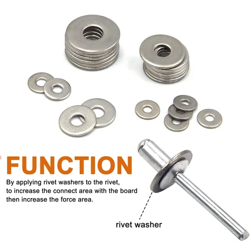 Vista 4 de ISPINNER Kit surtido de 325 arandelas de remache de respaldo, arandelas de acero inoxidable para remaches ciegos de diámetro 3/32 pulgadas 1/8
