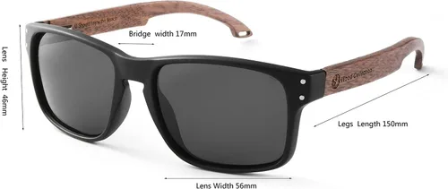 Vista 5 de Lentes de sol de bambú hechos a mano con cristales polarizados para hombres y mujeres