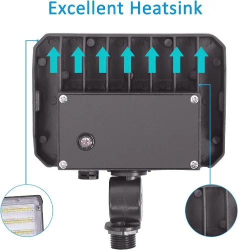 Vista 5 de Luz de inundación LED de 40 W, reflector de seguridad para exteriores con base de montaje de nudillos, fotocélula del atardecer al amanecer, luz