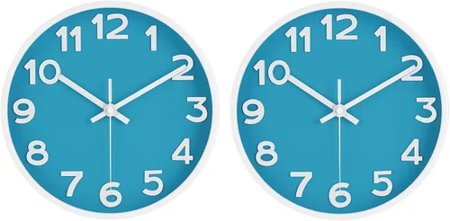 Vista 7 de HIPPIH Pack de 2 Relojes de Pared Silenciosos, de 12 Pulgadas, Sin Tictac, Digitales, de Barrido Silencioso, Decorativos, Funcionan