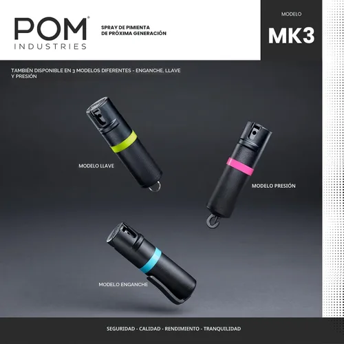 Vista 6 de POM MK3 Pepper Spray, Belt Clip Model, Maximum Police Strength OC with UV Marking Dye, Quick Flip Top Safety, 360° Performance At Any Angle