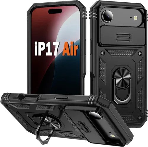 Vista 26 de PASNEW Funda militar para iPhone 13 Pro Max, cubierta de cámara deslizante y soporte de anillo de metal de 360°, carcasa rígida multicapa resistente