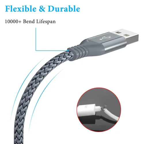 Vista 4 de Cable cargador de 6.6 pies para limpiador facial FOREO Luna, USB a CC 0.1