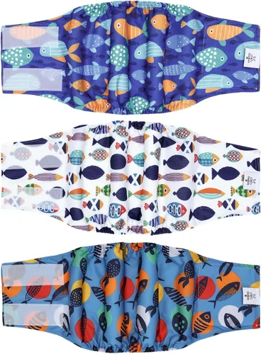 Vista 48 de CuteBone - Pañales lavables para perro macho, banda abdominal, paquete de 3 unidades, color negro, modelo DM54XS