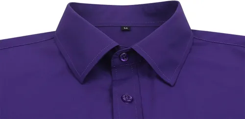 Vista 4 de corfty Camisa de vestir de manga larga para hombre, ajuste regular, elástica, sin arrugas, casual, con botones