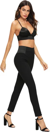Vista 7 de SweatyRocks Leggings básicos para mujer, elásticos, ajustados, elásticos, de cintura alta, pantalones de trabajo