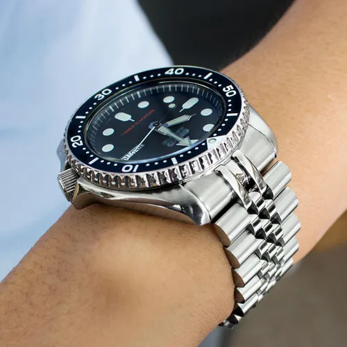 Vista 2 de Malla de reloj de acero inoxidable Super Jubilee 22MM 316L para reloj Seiko SKX007