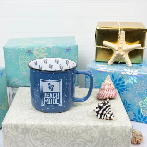 Vista 6 de Pavilion Gift Company - Taza de cerámica de 18 onzas, color azul con acabado moteado, taza de café duradera de pared gruesa estilo campamento, taza