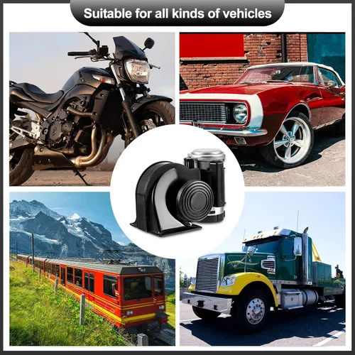 Vista 5 de Tallew Paquete de 2 bocinas de aire de 12 V para camiones, bocina eléctrica fuerte de 150 dB para tren de coche con arnés de relé para vehículos