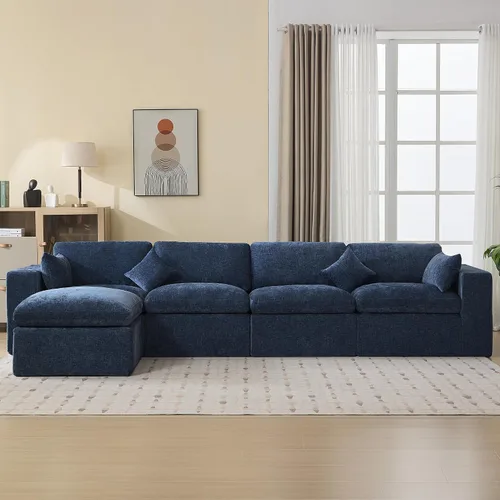 Vista 33 de WUTUTUEE Otomana Cloud de 33.5 pulgadas para sofá modular, cómodo reposapiés tapizado de felpilla con espuma viscoelástica, embalaje totalmente