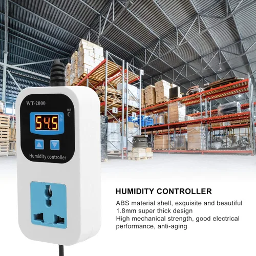 Vista 4 de Controlador de humedad, controlador digital de humidistato, humidificador, deshumidificación, interruptor de control de humedad, enchufe de salida
