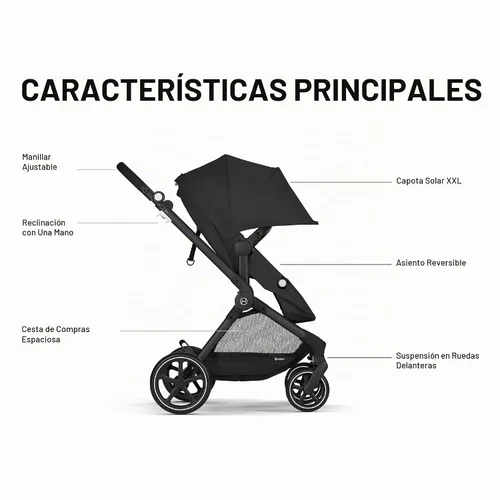 Vista 4 de Cybex EOS - Cochecito de bebé 2 en 1 para recién nacidos, bebés y niños EOS 2-in-1-Moon Negro ratón