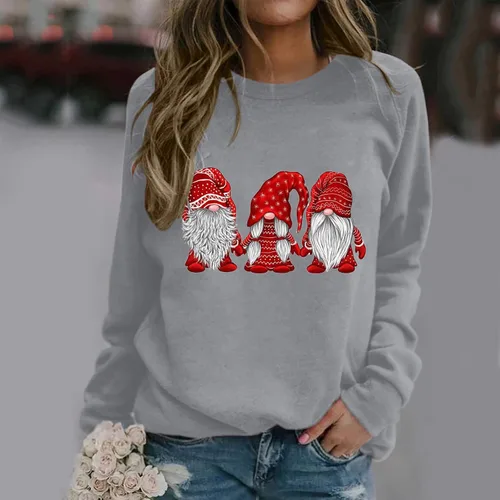 Vista 2 de Suéter feo de Navidad para mujer, manga larga, cuello redondo, de gran tamaño, divertido gráfico, sudaderas de vacaciones de Navidad