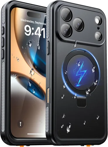 Vista 10 de Oterkin Funda magnética impermeable para iPhone Air con [protector de pantalla integrado] [soporte invisible] [compatible con MagSafe]