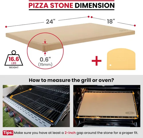 Vista 2 de Unicook Piedra de pizza extragrande de 24 x 18 pulgadas para hornos caseros y hornos comerciales, piedra rectangular para hornear, ideal