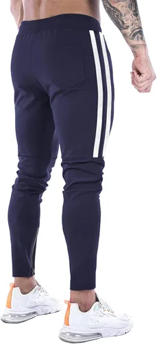 Vista 5 de DIOTSR Pantalones deportivos de entrenamiento para hombre, pantalones de correr ajustados para hombre, pantalones deportivos de gimnasio a rayas