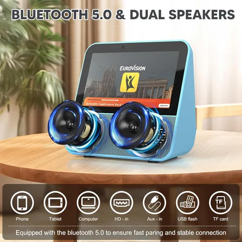 Vista 3 de Mini TV portátil de 7 pulgadas: pantalla táctil HD 1080P Smart TV portátil con sintonizador ATSC - Máquina de karaoke con Bluetooth - TV con batería