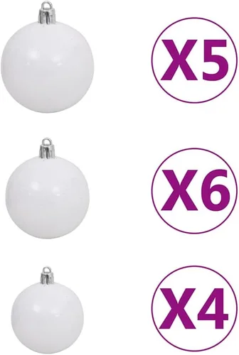 Vista 8 de 47.2 Inch Upside Down Christmas Tree Pre-Lit with LED Lights and Decorative Balls Set, Artificial PVC Xmas Tree with Steel Stand for Home Office