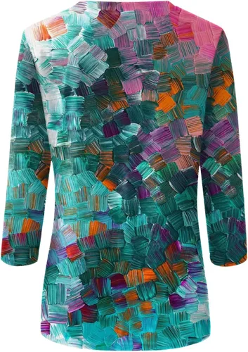 Vista 51 de Camisetas personalizadas para mujer, a la moda, casual, de séptima manga, estampada, cuello redondo, camiseta