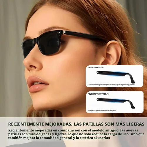 Vista 6 de Lentes inteligentes, gafas de sol Bluetooth, nuevas gafas inteligentes mejoradas para hombres/mujeres, altavoz de oído abierto, compatible