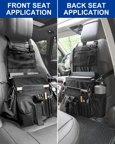 Vista 2 de FifthQuarter Organizador de coche asiento delantero: Organizadores de coche portátiles de gran capacidad y almacenamiento con almacenamiento