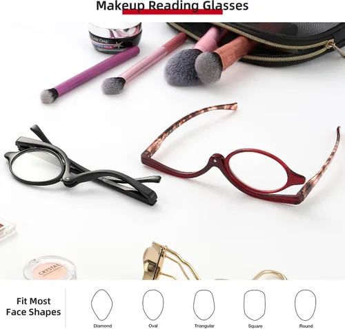Vista 6 de JM 2 pares de anteojos de lectura de maquillaje con aumento abatible para mujeres +1.0