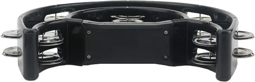 Vista 5 de Ogrmar Tambor de percusión de mano con pandereta de doble fila con mango ergonómico para regalo, KTV, fiesta, juguete para niños (negro)