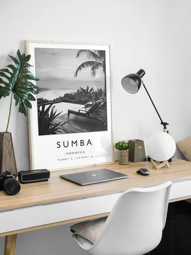 Vista 3 de Impresión de viaje Sumba, póster de viaje en blanco y negro, decoración de viajes, póster de viaje, viajes del sudeste asiático, impresión de viaje