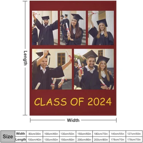 Vista 5 de Manta personalizada con fotos/texto, manta personalizada con imagen, regalos de graduación para la clase de 2024, regalos conmemorativos