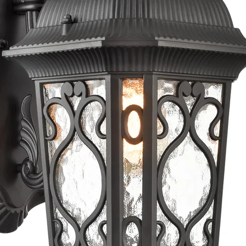 Vista 5 de Lámpara de Pared para Exteriores Negra, Linterna de Pared Exterior de 21", Luz de Aplique Impermeable con Pantalla de Cristal Resistente al Agua