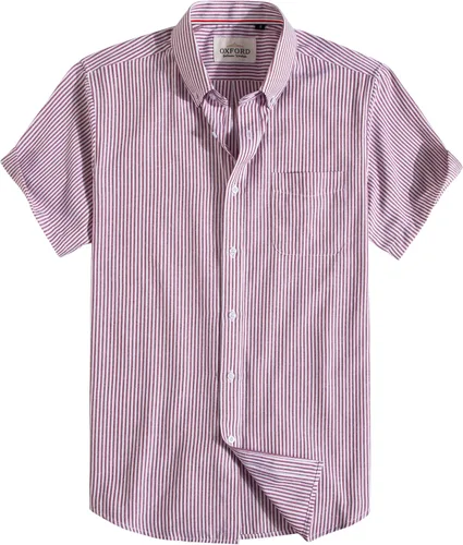 Vista 16 de Camisa Oxford para hombre de manga corta de ajuste normal, camisa casual con botones y bolsillo