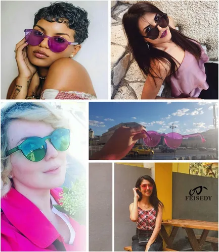 Vista 7 de FEISEDY Gafas de sol con montura transparente redonda con lentes transparentes B1895
