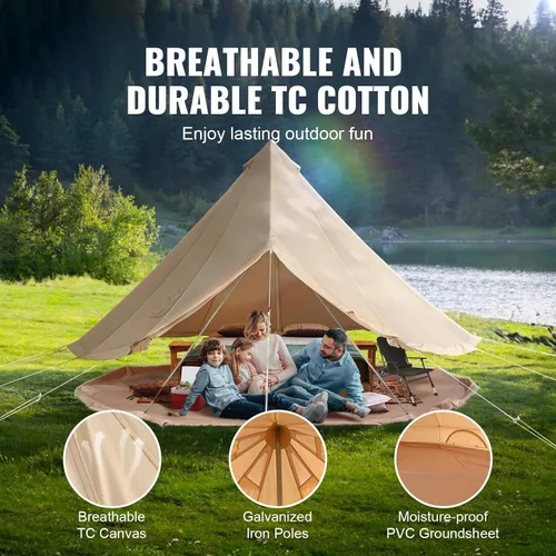 Vista 3 de Happybuy Tienda de campaña de lona – 4 estaciones transpirable 100% algodón lona Yurt – con estufa Jack, tienda de campaña glamping de lujo