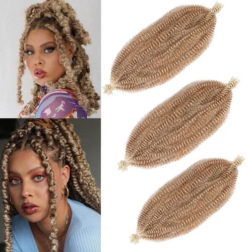 Vista 89 de Cabello de Envoltura Pre-Esponjado de 8 Pulgadas, 3 Paquetes, Cabello Afro Twist Pre-Separado Elástico para Locs, Cabello Afro Twist Negro Natural