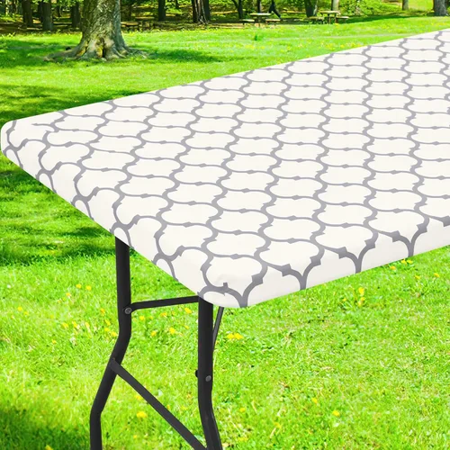 Vista 15 de Smiry Mantel cuadrado para mesa de pícnic, manteles de camping impermeables elásticos ajustables, protector de mantel de vinilo con respaldo de Gris