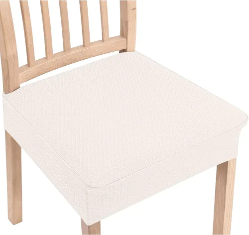 Vista 23 de Smiry Juego de 2 fundas de asiento elásticas de jacquard para sillas de comedor, extraíbles y lavables, sin fundas traseras, color azul aireado