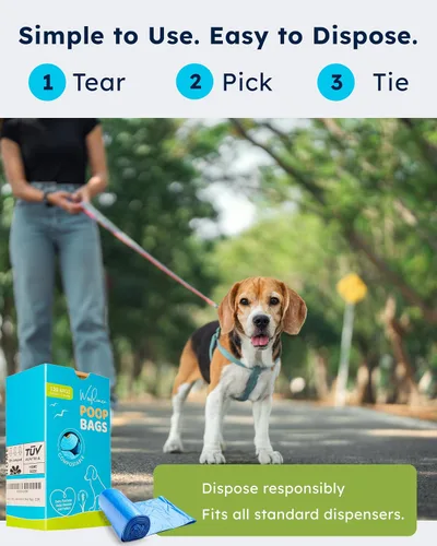 Vista 7 de Wooflinen Home Bolsas compostables para excrementos de perro – Rollos de bolsas para excrementos de perro a prueba de fugas – Grandes 9 x 13