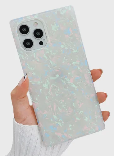 Vista 8 de Funda compatible con iPhone 14 Pro con borde rectangular, bonita funda protectora de lujo con pintura al óleo y flores para mujeres y niñas, funda