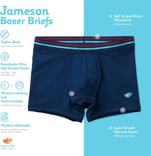 Vista 2 de Lucky Me Jameson Performance - Calzoncillos tipo bóxer para niño algodón ultrasuave paquete de 5