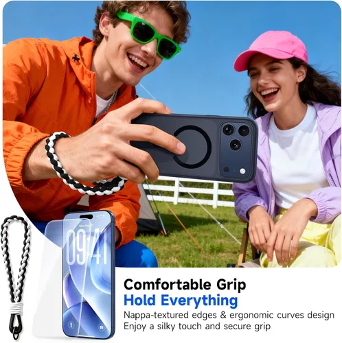 Vista 7 de Funda magnética 3 en 1 a prueba de golpes para iPhone 17 Pro, compatible con MagSafe, protección militar superior, 1 protector de pantalla + 1