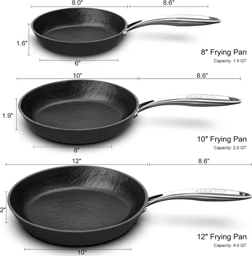 Vista 8 de imarku - Sartén antiadherente con 3 piezas, sartén para tortillas con asa que no se calienta, sartén para cocinar saludablemente, libre de PFAS PFOA