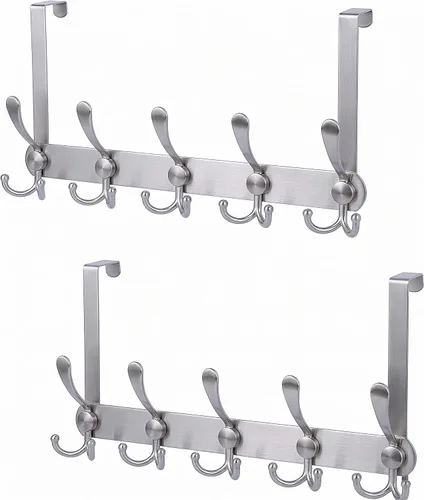 Vista 10 de Ganchos para colgar sobre la puerta, perchero para colgar ropa, sombrero, toalla (resistente negro, 1 unidad)