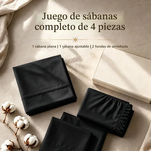 Vista 6 de MEISHANG 1000TC Egyptian Cotton Sheets Queen, 16" Deep Pocket Negro