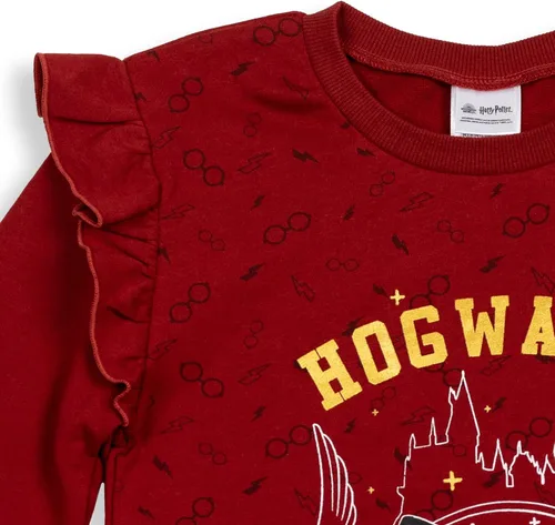 Vista 5 de Harry Potter Hogwarts - Vestido tipo suéter de manga larga con volantes de rizo francés para niñas