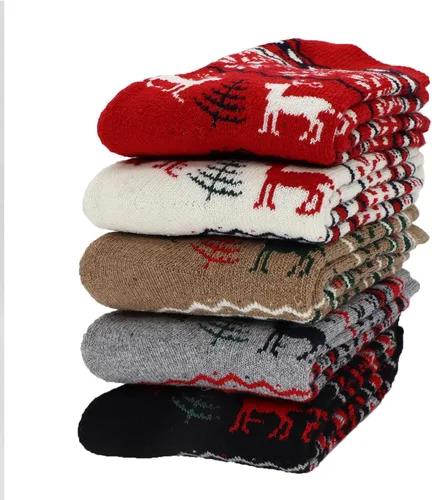 Vista 7 de YZKKE Paquete de 5 calcetines térmicos gruesos de lana para mujer, para senderismo, invierno, cálidos, pesados, suaves, acogedores, para clima frío