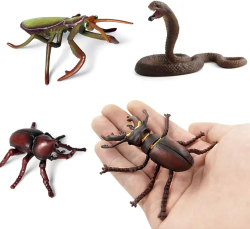 Vista 4 de Juego de 6 figuras realistas de insectos variados realistas, figuras de insectos modelo de insectos, regalo temático de insectos de Halloween, juego